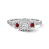 Thumbnail Image 3 of Neil Lane Princess-Cut Diamond & Natural Ruby Three-Stone Engagement Ring 3/4 ct tw 14K White Gold