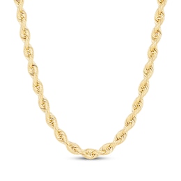 Silk Rope Chain Necklace 6.4mm Solid 14K Yellow Gold 22"