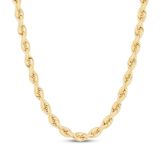 Silk Rope Chain Necklace 6.4mm Solid 14K Yellow Gold 22"