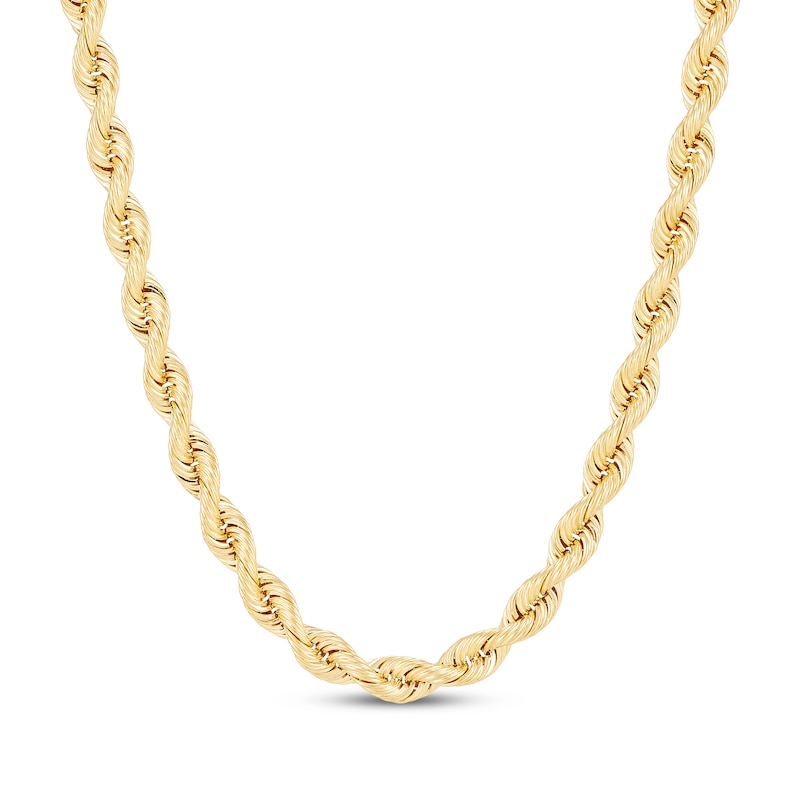 Main Image 1 of Silk Rope Chain Necklace 6.4mm Solid 14K Yellow Gold 22"