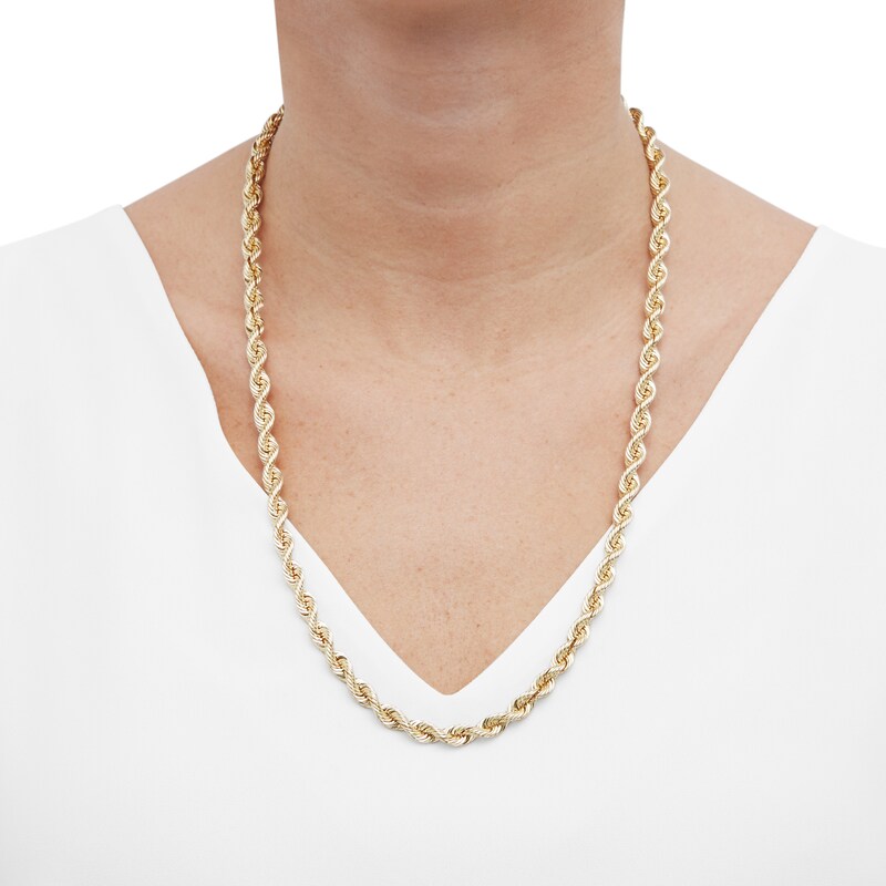Main Image 3 of Silk Rope Chain Necklace 6.4mm Solid 14K Yellow Gold 22"