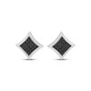 Thumbnail Image 2 of Men's Black Diamond Flared Square Stud Earrings 1/15 ct tw Sterling Silver