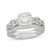 Thumbnail Image 1 of Neil Lane Round-Cut Diamond Cushion Halo Braided Bridal Set 1 ct tw 14K White Gold