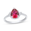 Thumbnail Image 1 of Pear-Shaped Lab-Created Ruby & White Lab-Created Sapphire Ring Sterling Silver