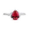 Thumbnail Image 3 of Pear-Shaped Lab-Created Ruby & White Lab-Created Sapphire Ring Sterling Silver