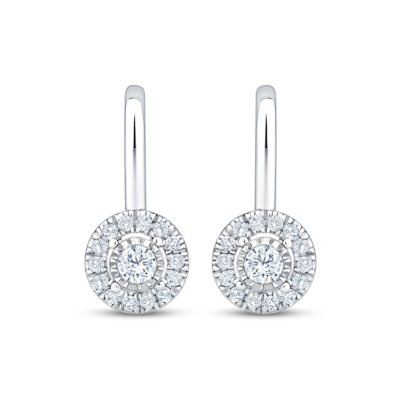 Main Image 2 of Diamond Halo Drop Earrings 1/4 ct tw 10K White Gold