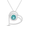 Thumbnail Image 1 of Oceanic Blue Topaz & White Lab-Created Sapphire Tilted Heart Necklace Sterling Silver 18"