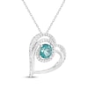 Thumbnail Image 2 of Oceanic Blue Topaz & White Lab-Created Sapphire Tilted Heart Necklace Sterling Silver 18"