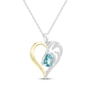 Thumbnail Image 2 of Pear-Shaped Oceanic Blue Topaz & White Lab-Created Sapphire Necklace 1/4 ct tw Sterling Silver & 10K Yellow Gold 18"
