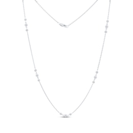 Diamond Bezel-Set Trio Station Necklace 1/2 ct tw 10K White Gold 18"
