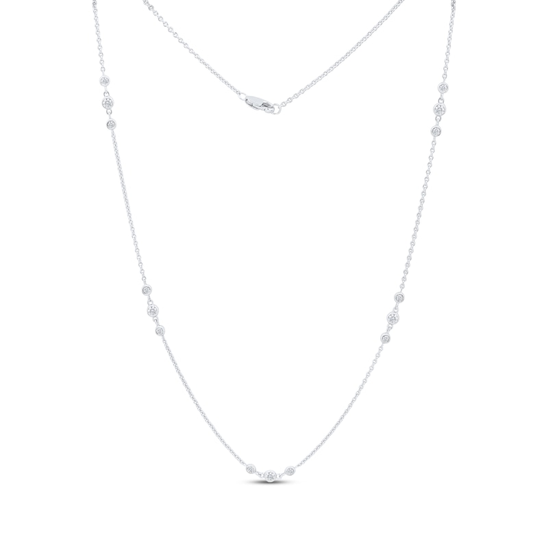 Main Image 1 of Diamond Bezel-Set Trio Station Necklace 1/2 ct tw 10K White Gold 18"