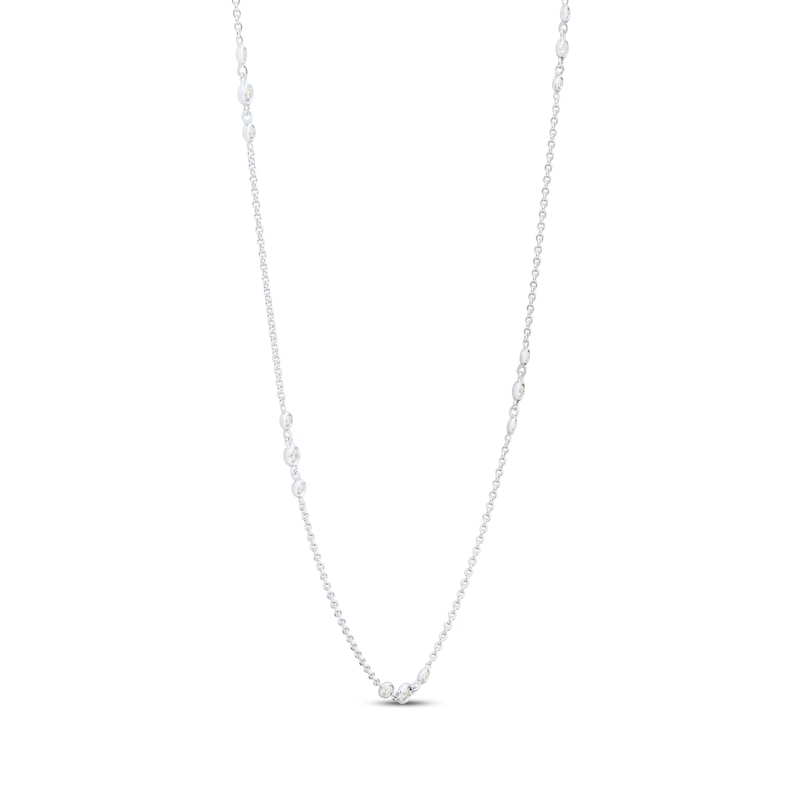 Main Image 2 of Diamond Bezel-Set Trio Station Necklace 1/2 ct tw 10K White Gold 18"