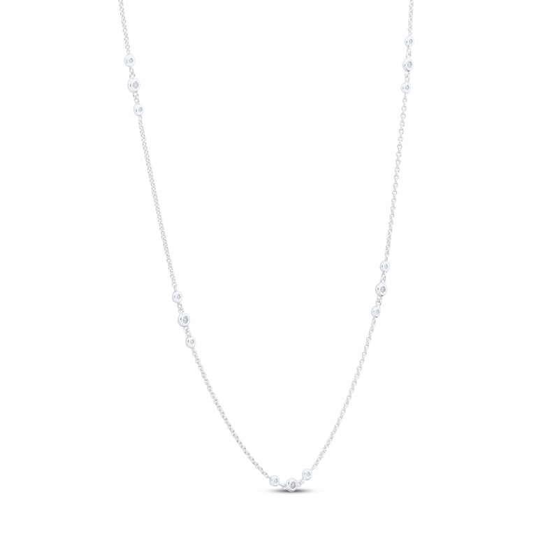 Main Image 3 of Diamond Bezel-Set Trio Station Necklace 1/2 ct tw 10K White Gold 18"