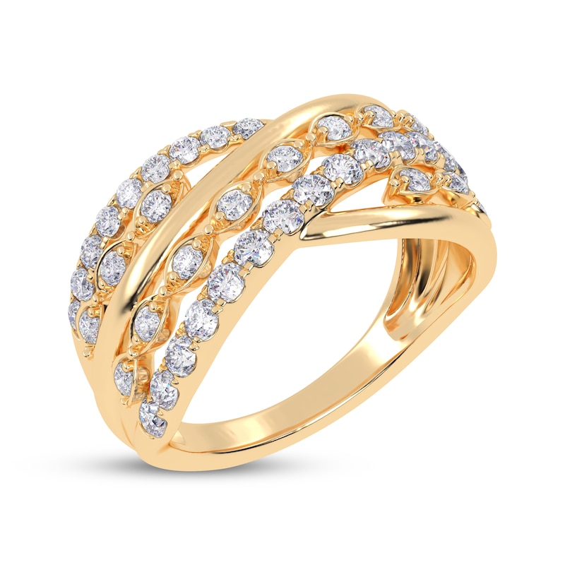 Main Image 2 of Diamond Multi-Row Layered Crisscross Ring 1/2 ct tw 14K Yellow Gold