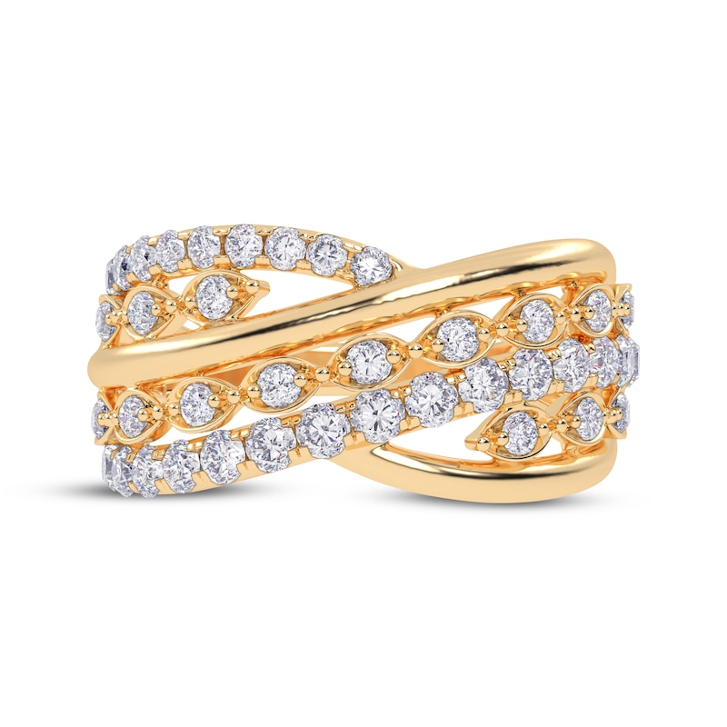 Main Image 3 of Diamond Multi-Row Layered Crisscross Ring 1/2 ct tw 14K Yellow Gold