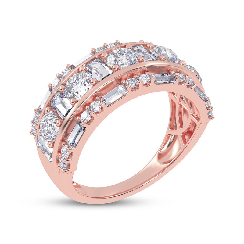 Main Image 2 of KAY Lab-Grown Diamonds Baguette & Round-Cut Three-Row Ring 2 ct tw 14K Rose Gold