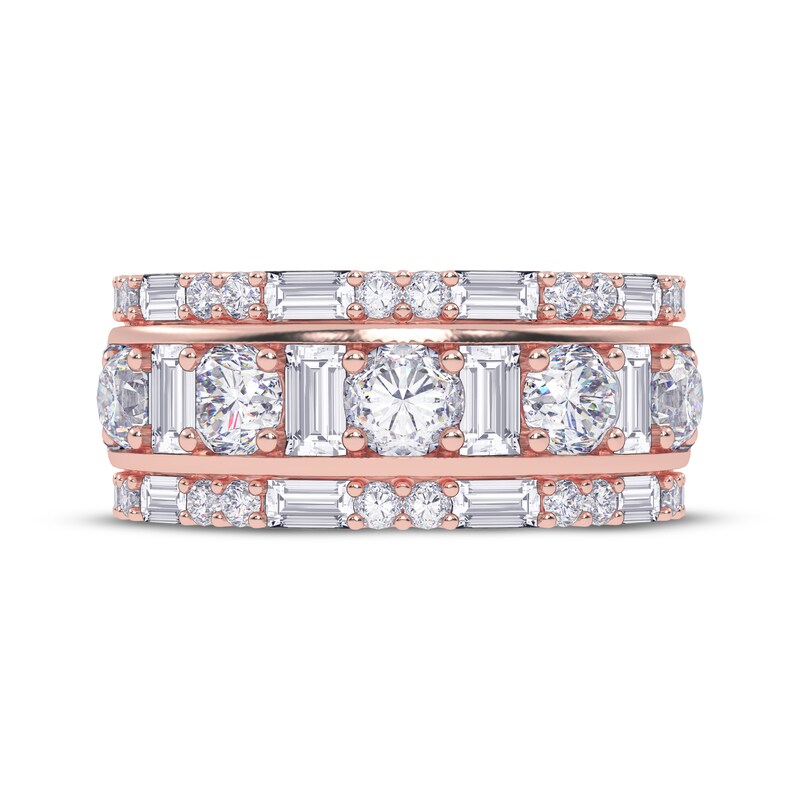 Main Image 3 of KAY Lab-Grown Diamonds Baguette & Round-Cut Three-Row Ring 2 ct tw 14K Rose Gold
