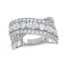 KAY Lab-Grown Diamonds Oval & Round-Cut Crossover Multi-Row Ring 2 ct tw 14K White Gold