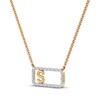 Thumbnail Image 2 of Diamond S Initial Rectangle Necklace 1/10 ct tw 10K Yellow Gold 18"