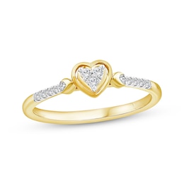 STUDIO BY KAY Multi-Diamond Heart Promise Ring 1/10 ct tw 24K Yellow Gold Vermeil Sterling Silver