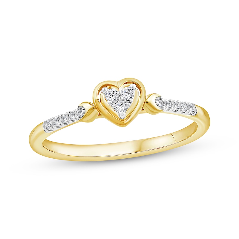 Main Image 1 of Multi-Diamond Heart Promise Ring 1/10 ct tw 24K Yellow Gold Vermeil Sterling Silver