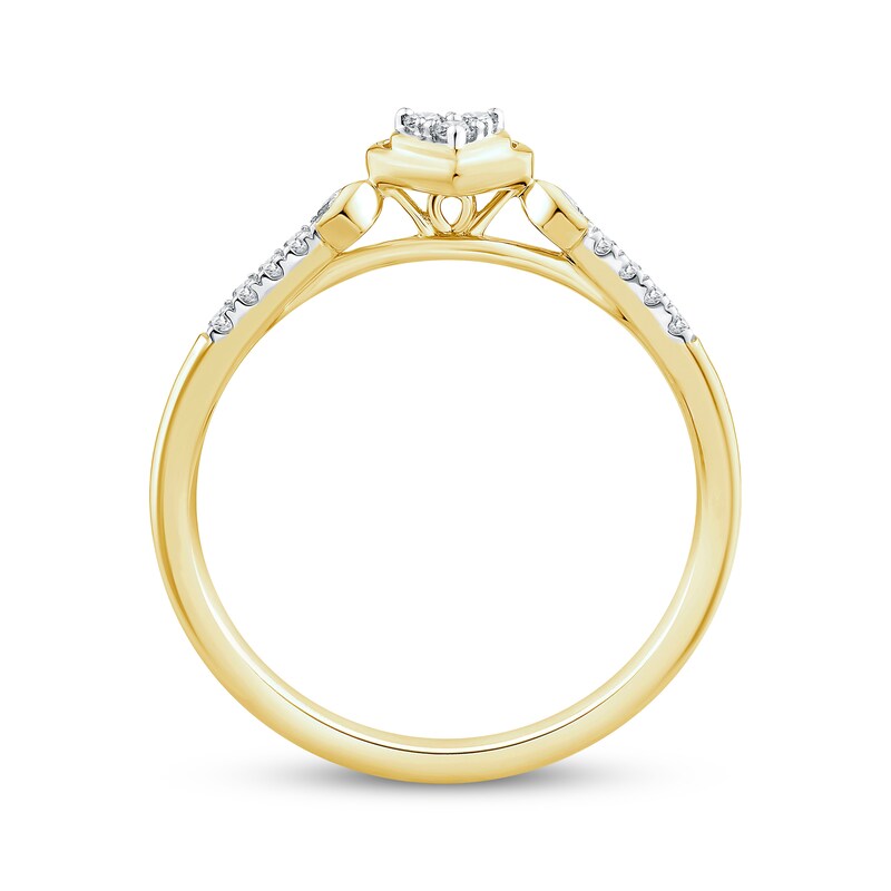 Main Image 3 of Multi-Diamond Heart Promise Ring 1/10 ct tw 24K Yellow Gold Vermeil Sterling Silver