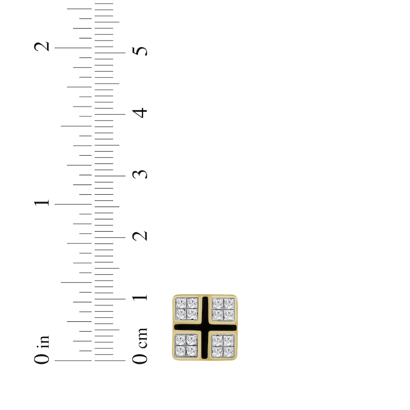 Main Image 3 of Men's Multi-Diamond Quad Stud Earrings 1/2 ct tw 10K Yellow Gold