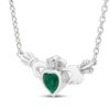 Thumbnail Image 2 of Heart-Shaped Lab-Created Emerald & White Lab-Created Sapphire Claddagh Necklace Sterling Silver 18"