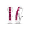 Thumbnail Image 1 of Lab-Created Ruby Channel Hoop Earrings Sterling Silver
