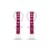 Thumbnail Image 2 of Lab-Created Ruby Channel Hoop Earrings Sterling Silver