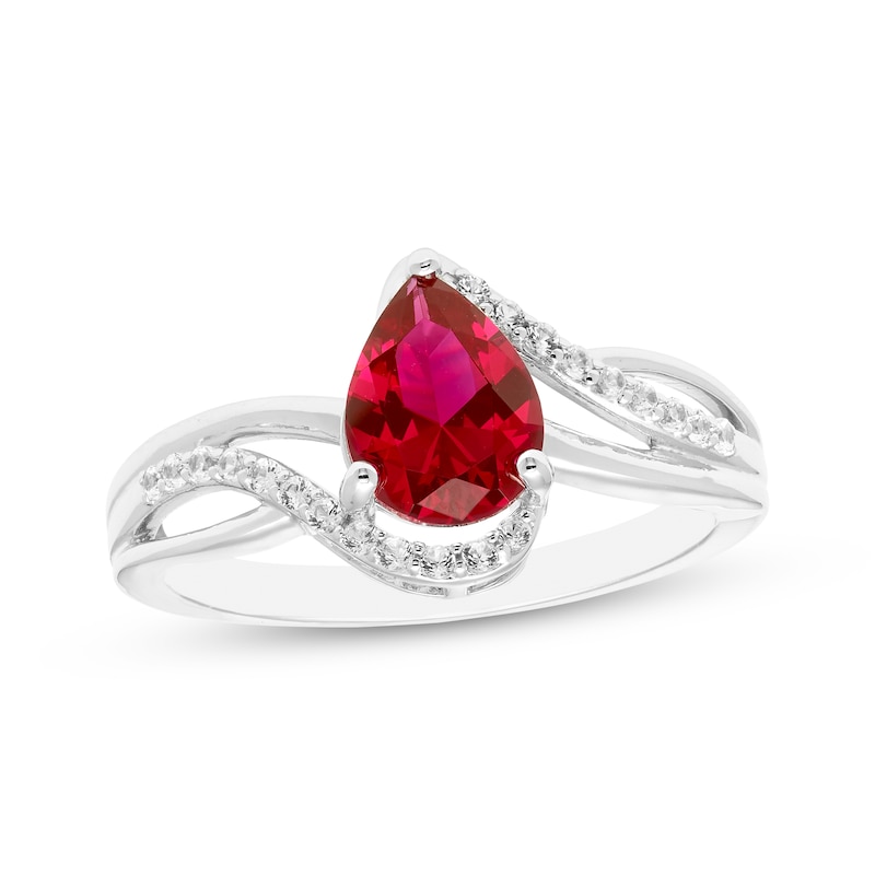 Main Image 3 of Pear-Shaped Lab-Created Ruby & White Lab-Created Sapphire Gift Set Sterling Silver
