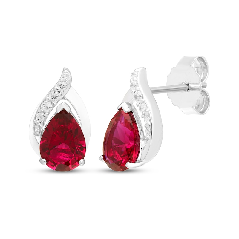 Main Image 4 of Pear-Shaped Lab-Created Ruby & White Lab-Created Sapphire Gift Set Sterling Silver