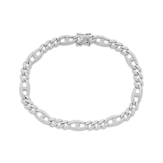 Men's Diamond Mariner & Figaro Link Bracelet 1 ct tw Sterling Silver 8.5"