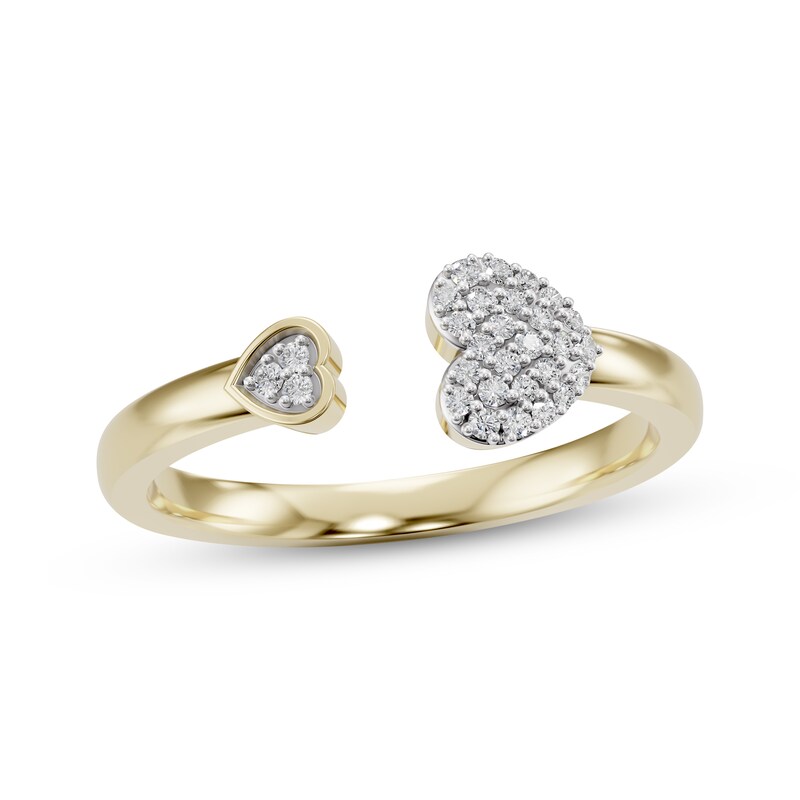 Main Image 1 of Diamond Hearts Deconstructed Ring 1/10 ct tw 10K Yellow Gold