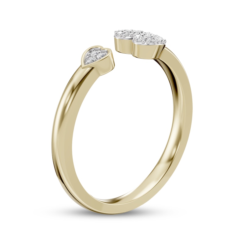 Main Image 2 of Diamond Hearts Deconstructed Ring 1/10 ct tw 10K Yellow Gold