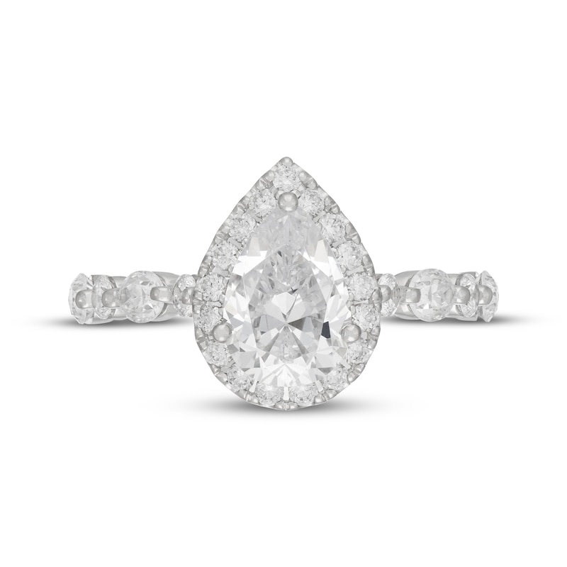 Main Image 3 of Neil Lane Premiere Pear-Shaped Diamond Halo Engagement Ring 2-3/8 ct tw 14K White Gold