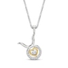 Thumbnail Image 1 of White Lab-Created Sapphire Taurus Zodiac Symbol Necklace Sterling Silver & 10K Yellow Gold 18"