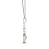 Thumbnail Image 2 of White Lab-Created Sapphire Taurus Zodiac Symbol Necklace Sterling Silver & 10K Yellow Gold 18"