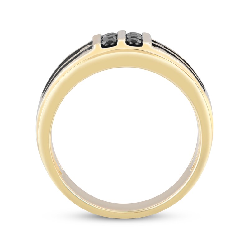 Main Image 3 of Adore Men's Black & Brown Diamond Wedding Band 1 ct tw 10K Yellow Gold