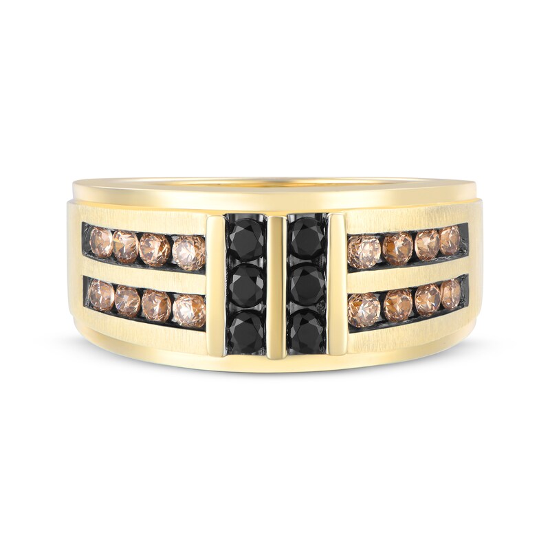 Main Image 4 of Adore Men's Black & Brown Diamond Wedding Band 1 ct tw 10K Yellow Gold