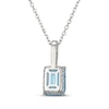 Thumbnail Image 3 of Emerald-Cut Swiss Blue Topaz & White Lab-Created Sapphire Hidden Halo Necklace Sterling Silver 18"