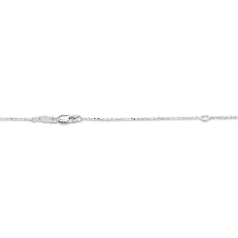 Main Image 4 of Emerald-Cut Swiss Blue Topaz & White Lab-Created Sapphire Hidden Halo Necklace Sterling Silver 18"