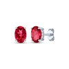 Thumbnail Image 1 of Oval-Cut Lab-Created Ruby & White Lab-Created Sapphire Stud Earrings Sterling Silver