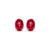 Thumbnail Image 2 of Oval-Cut Lab-Created Ruby & White Lab-Created Sapphire Stud Earrings Sterling Silver