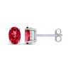 Thumbnail Image 3 of Oval-Cut Lab-Created Ruby & White Lab-Created Sapphire Stud Earrings Sterling Silver