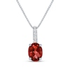 Thumbnail Image 1 of Oval-Cut Garnet & White Lab-Created Sapphire Drop Necklace Sterling Silver 18"