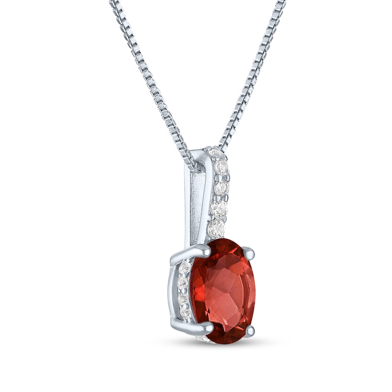 Main Image 2 of Oval-Cut Garnet & White Lab-Created Sapphire Drop Necklace Sterling Silver 18"
