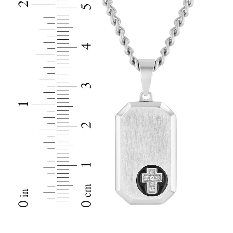 Main Image 4 of Men's Diamond Accent Brushed Dog Tag Necklace Stainless Steel 24"