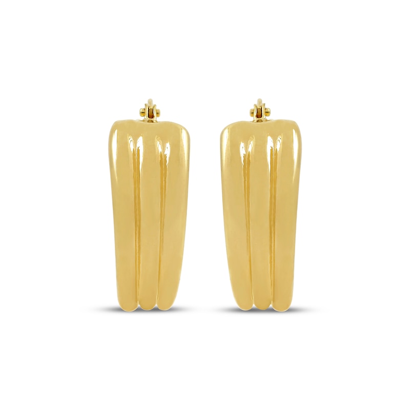 Main Image 2 of Tapered Sculpted Hoop Earrings Hollow 14K Yellow Gold