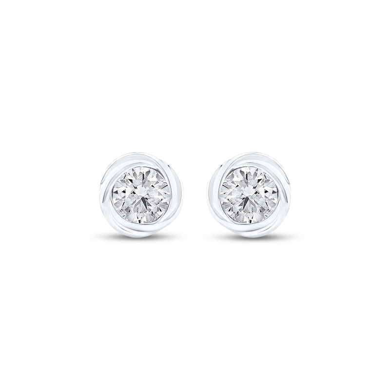 Main Image 2 of Diamond Solitaire Swirl Frame Stud Earrings 1/2 ct tw 10K White Gold (I/I2)